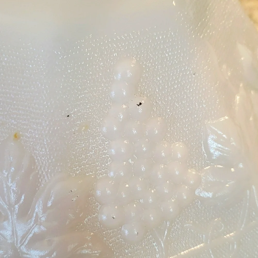 Antique Milk Glass Footed Pedestal Punch Bowl Harvest Grape Pattern - Picture 4 of 4